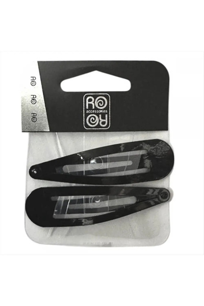 Roro Clic Clac Black Shiny Hair Clips, 7cm, 1 Pair