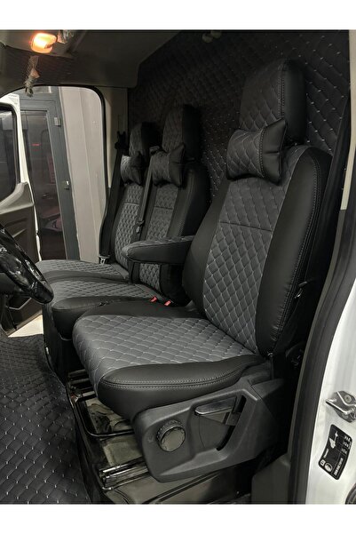 AKINCI غطاء مقعد السيارة متوافق مع فورد ترانزيت 3 مقاعد من 2013 إلى 2026