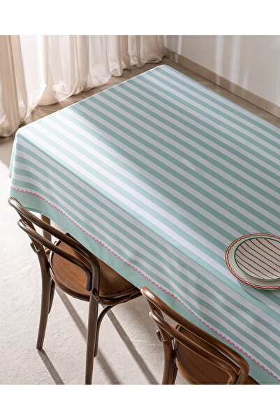 Madame Coco Louve Polycotton Tablecloth - Mint/White - 150X200 cm