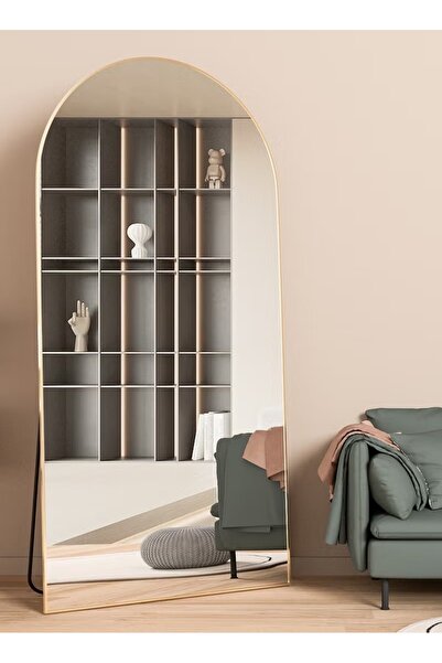 Mtanvxay Mirror 80x180cm Modern Arched Iron Frame, Round Corner, Freestanding...