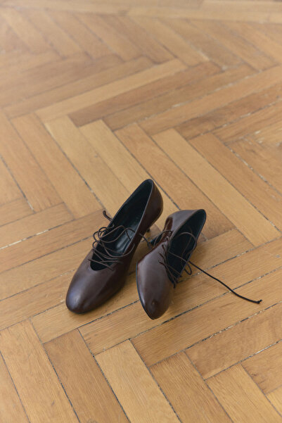 LUTVELIZADE Heeled Shoes 2605 - Bitter Brown Women's Heeled Shoes with Lace D...