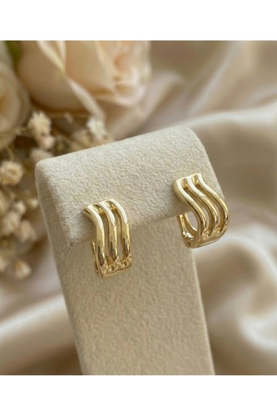 BEKLEMİN TAKILARI Xuping 3 Sıralı Kaburga Model Modern Tasarım 14 K Küpe