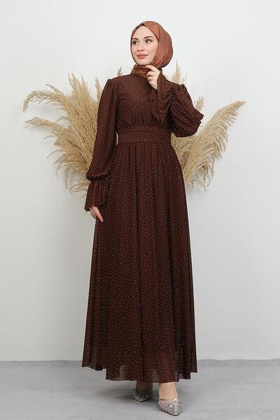 lizatesettür Valencia Tül Abiye Kahve