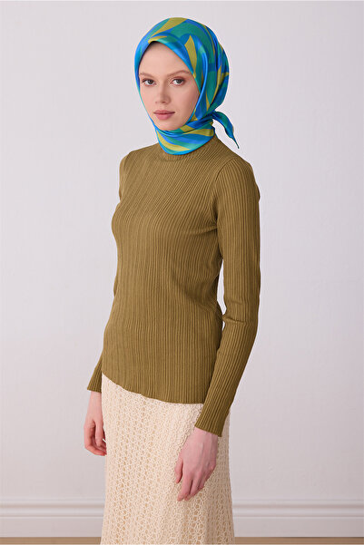 Belli Eșarfă din mătase 100% twill, cu model geometric, albastru, verde, mult...