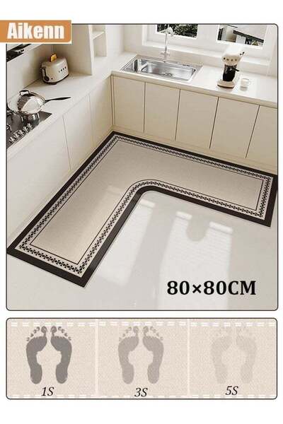 Generic L-Shape Diatom Mud Floor Mat Kitchen Floor Mats Rugs Cushion Floor Ca...