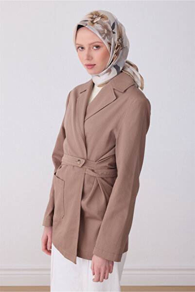 Belli Eșarfă bej cu model floral, 100% mătase twill 4330-84