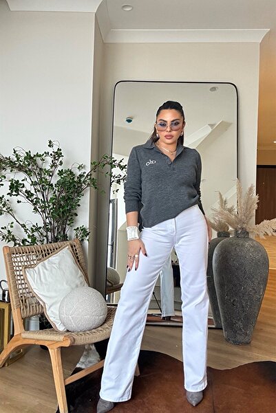 Sohotique By P بنطلون جينز بالازو كامل من الليكرا باللون الأبيض