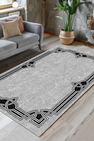 Halise Home Çerçeveli Eskitme Desen Kaymaz Tabanlı Yıkanabilir Baskılı Mutfak...