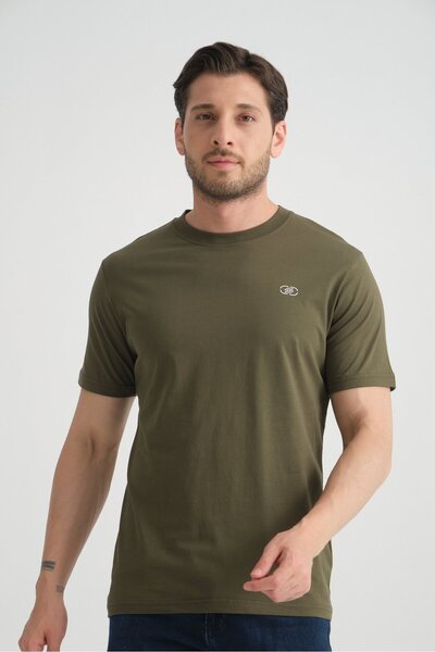 Shooter Sportswear Khaki Men's T-Shirt Breathable Stretchy Cotton Fabric Regu...