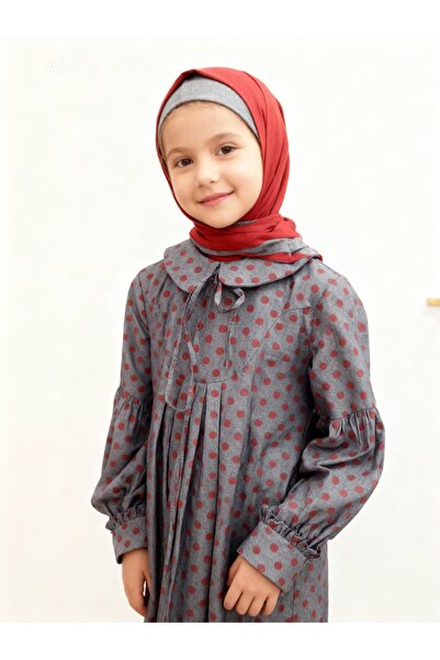 HÜMA tesettür puantiyeli kot elbise