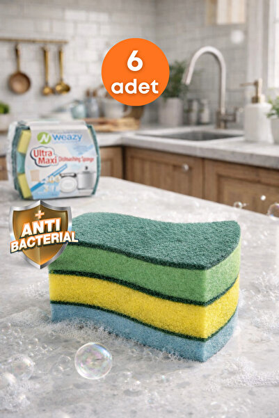 grimorlife 6 Pieces of Ultra Maxi Mega Size Dishwashing Sponge – Powerful Cle...