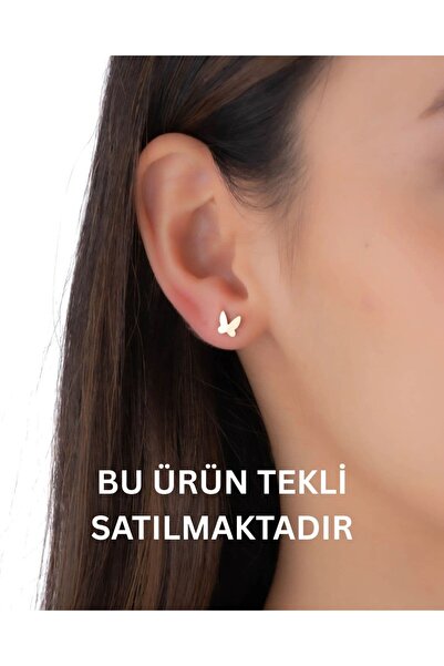 YCL JEWELLERY 14 Ayar Altın (TEKLİ) Altın Çivili Kelebek Küpe