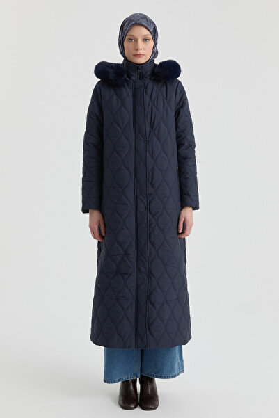 Tuğba Kapüşonlu Manto - Lacivert