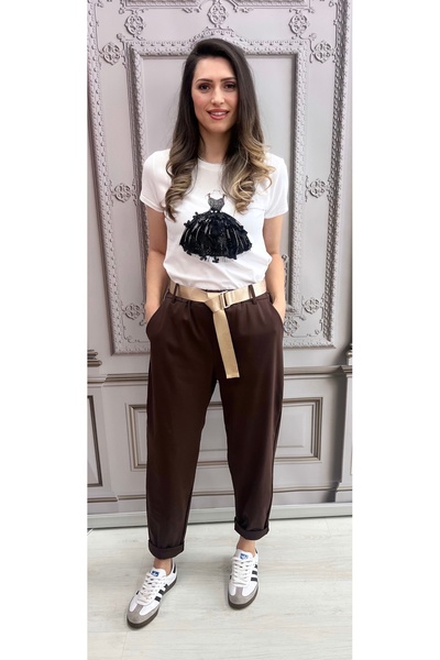 OnlyForYou Tapered pants made of elastic cotton and belt included