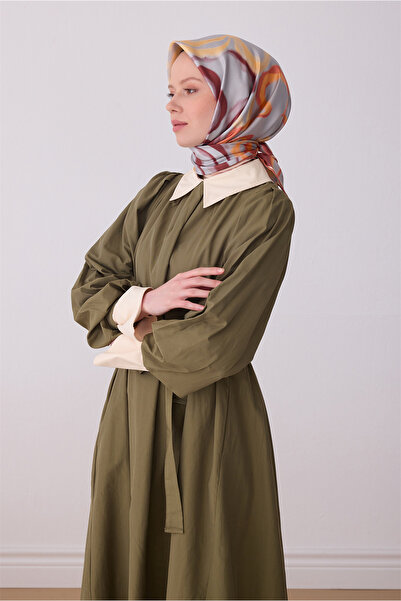 Belli وشاح حريري من نسيج قطني طويل 100% بنمط برتقالي تجريدي 4301-35