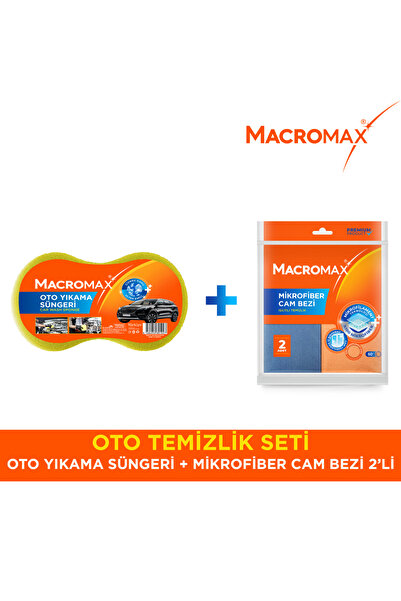 MACROMAX Burete pentru curățarea mașinilor și pachet de 2 cârpe pentru geamuri