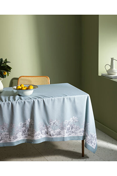 Madame Coco Ravage Polycotton Tablecloth - Grey/Mint - 150X150 cm