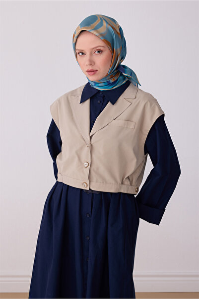 Belli Μπλε Αφηρημένο Σχέδιο 100% Μεταξωτό Φουλάρι Τουίλ 4301-81