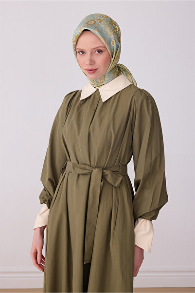 Belli Πράσινο πολύχρωμο έθνικ σχέδιο 100% μεταξωτό μαντήλι twill 4304-53