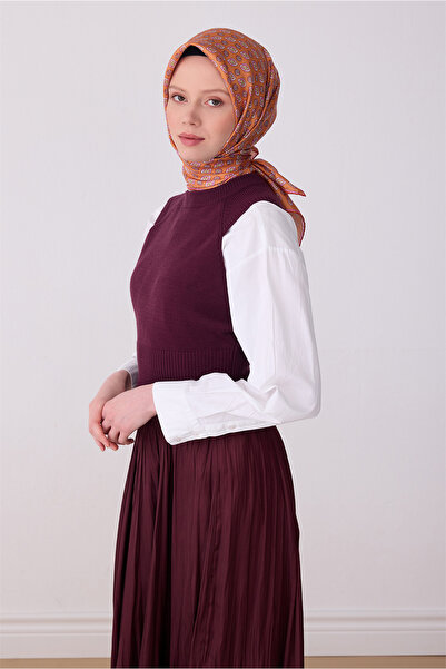 Belli وشاح حرير تويل 100% بنمط عرقي برتقالي 4308-33