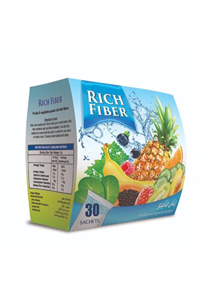 Rich Fiber مسحوق ألياف غذائية طبيعية – عبوتان 60 مظروف | مزيج ألياف الفواكه و...