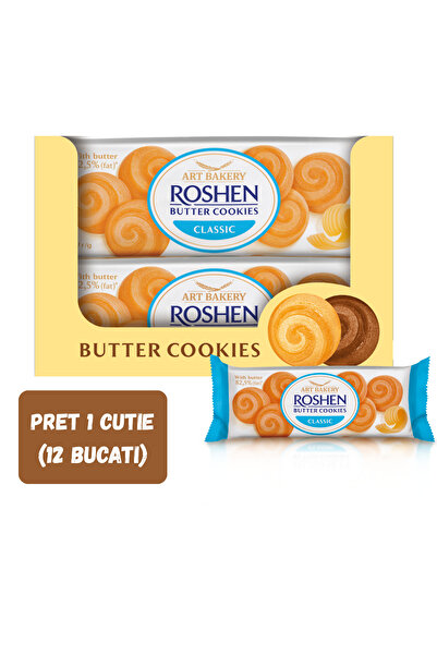 Roshen SET 12 BUCĂȚI - Biscuiți Gourmet cu Lapte Bătut, Pachet 140g, Selecție...