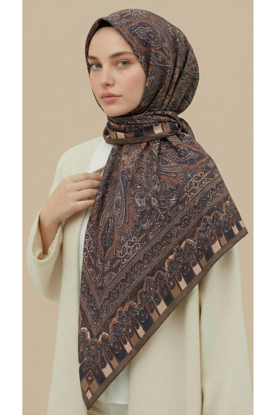 Karaca Βαμβακερό κασκόλ με έθνικ σχέδιο 120*120 εκ.