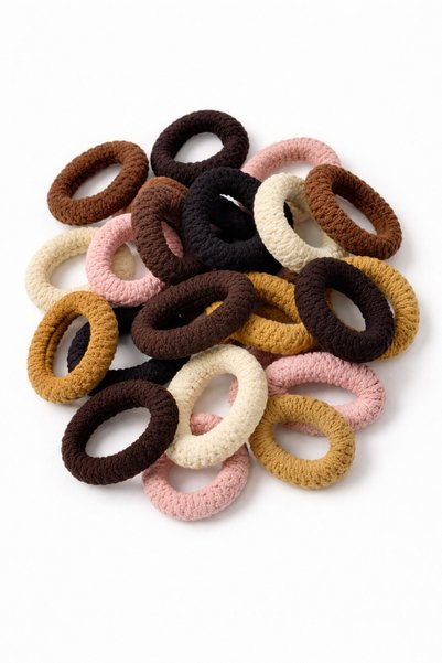 KRAFTELLA مجموعة من 9 مشابك شعر سميكة محبوكة - مشابك شعر بلونين بني وترابي مختلطين/ذات ملمس ناعم