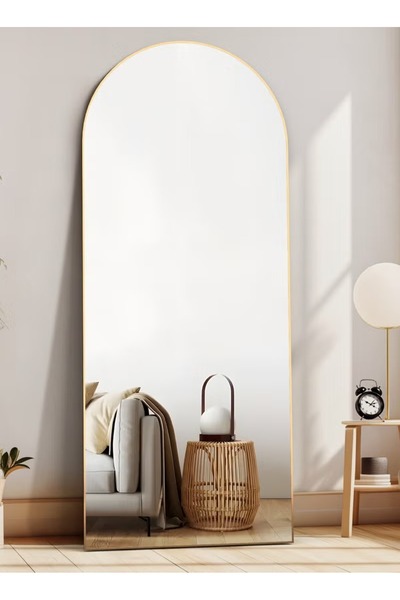 Mtanvxay مرآة مقوسة بطول كامل، 80×180 سم، إطار حديدي، 3 في 1، يمكن تعليقها أو...