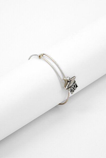 Alex and Ani 2021 Graduation Cap Charm Bangle Bracelet, Silver