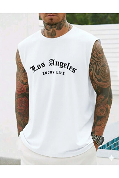 ALCİNOUS Men's Cotton Crew Neck Training Athlete Tank Top Oversize Sleeveless...