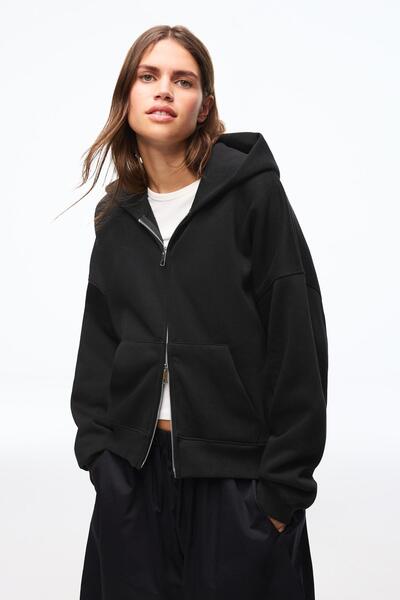 Bershka Oversize kapüşonlu fermuarlı sweatshirt