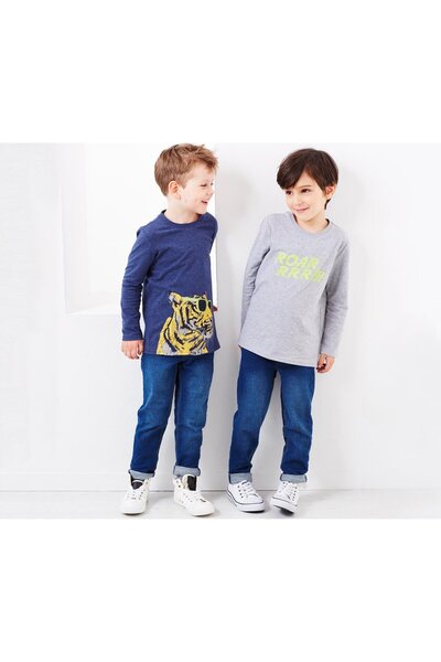 Tchibo Toddlers Boy Set of 2 Shirts, Grey/Blue