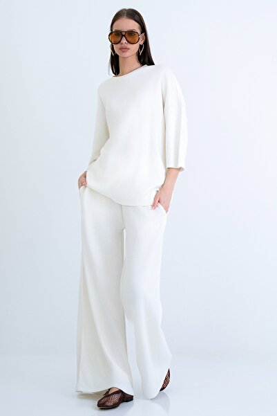 Trend Alaçatı Stili Women's Ecru Crew Neck Three-Quarter Sleeve Modal Blouse ...