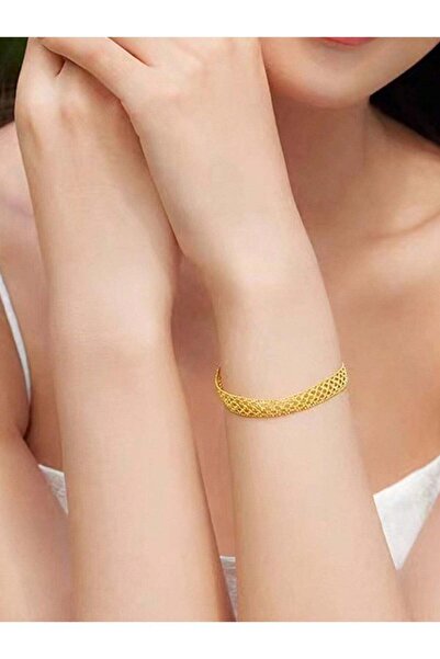 ALZAHR Shiny Gold-Plated Mesh Bracelet - Adjustable Women's Fashion Jewelry