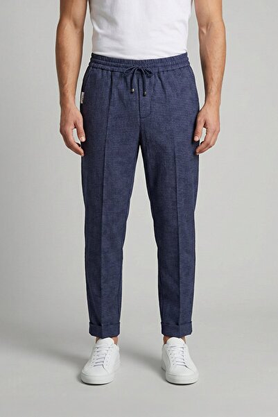 Giotelli Men's Wool Classic Navy Blue Trousers