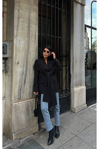 ZF BUTİK Γυναικείο Σακάκι με Λεπτομέρεια Σάλι - Κομψό και Άνετο Καθημερινό Στυλ