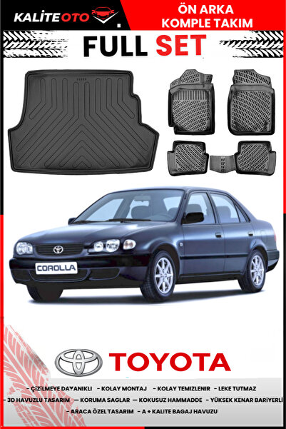 KALİTEOTO Toyota Corolla 2000 Model 4D Bagaj Ve Pro Serisi Havuzlu Paspas Takımı