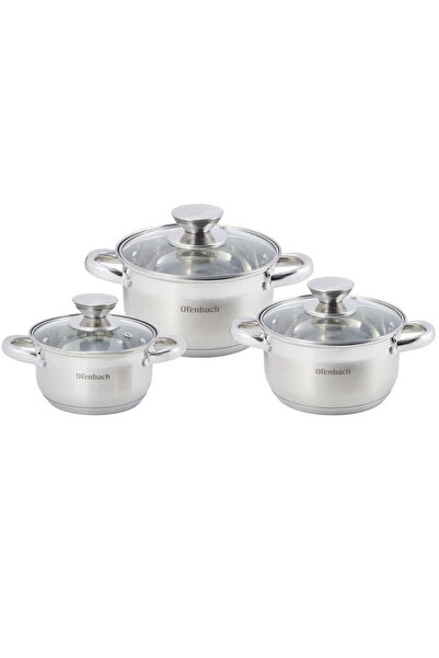 Kamille Set of 3 stainless steel pots Ofenbach, 5-layer induction, silver