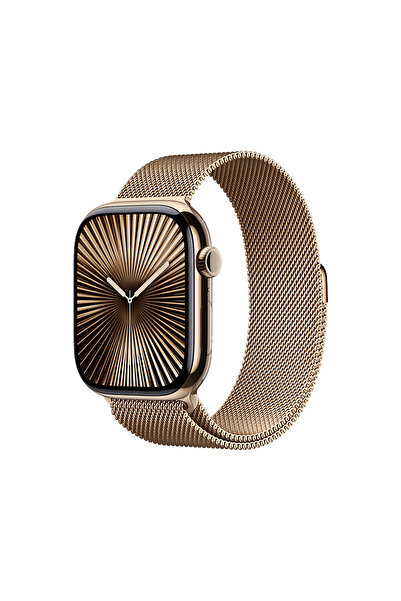 Apple Watch Series 10 GPS + Cellular 46mm Gold Titanium Case with Gold Milane...