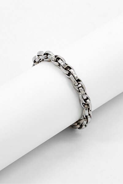 Police Men Stainless Steel Shinny Chain Bracelet, Silver