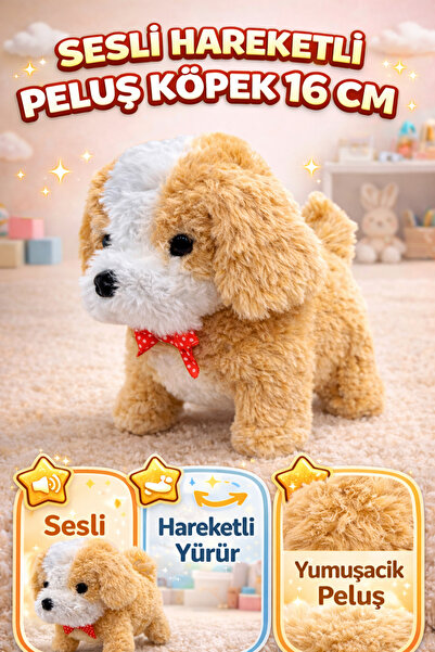 YILDIRIM OYUNCAK Sesli Hareketli Yürüyen Peluş Köpek 16 Cm | Havlama Sesli Yu...