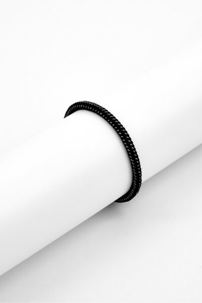 McLaren Men Torque Leather Bracelet, Black