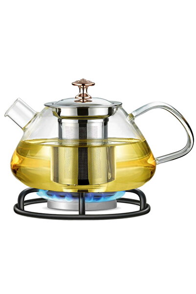 Kamille Teapot, 700 ml, stainless steel and heat-resistant glass, 8.5x12 cm