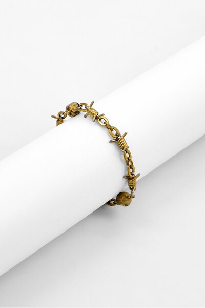 Police Men Stainless Steel Gold Plated Bracelet, Gold