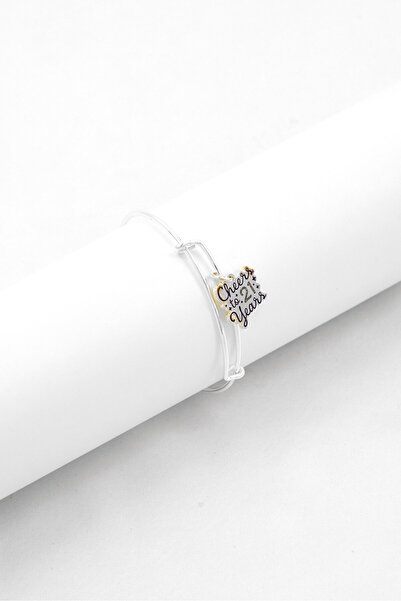 Alex and Ani Women Stainless Steel Cheers to 21 Years Bracelet, Silver