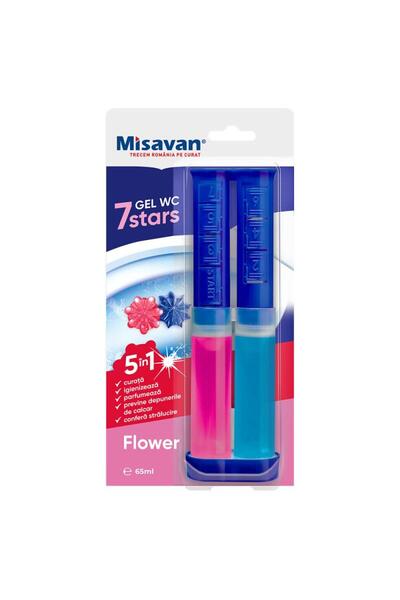 Misavan Odorizant de cameră cu gel de toaletă 7Stars, 65 ml, Flower