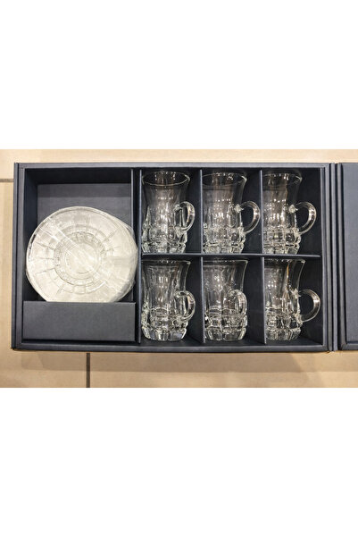 SAFA Glass Tea Cup Set with Plates 12 Pieces 90 ml