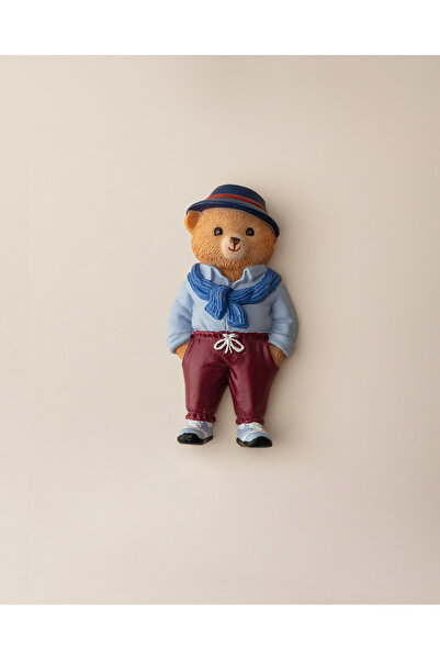 Madame Coco Benoit Bear Magnet - Mavi/Bordo - 4x8 cm