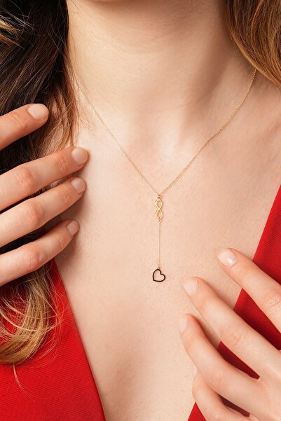 Kolyecik 14 Ayar Sonsuzluk Kalp Sallantılı Kolye